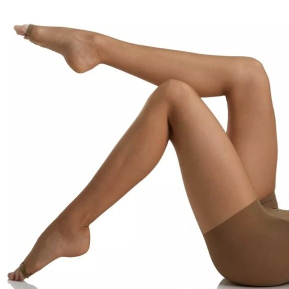 Open Toe Pantyhose Nude Silky Slimming Tights Medium Natural Smooth - Picture 3 of 4